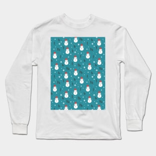 Winter Snowmen Art Pattern II Long Sleeve T-Shirt